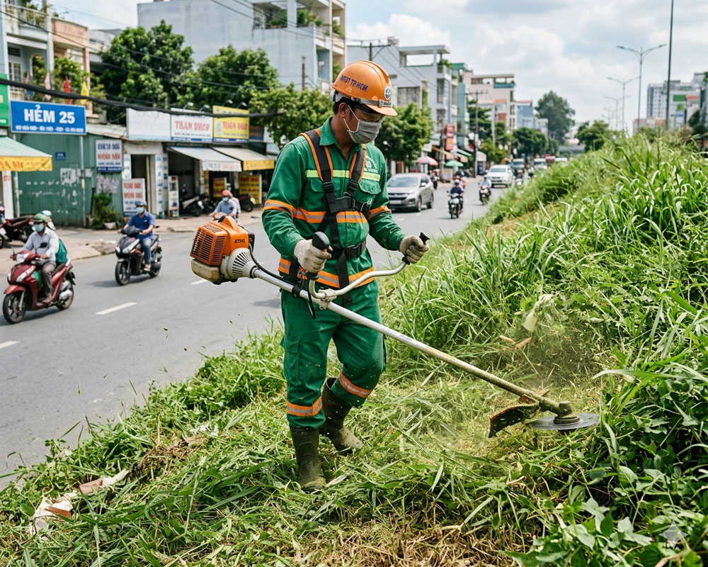 Cắt cỏ đường phố