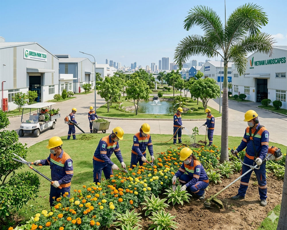 Chăm sóc cây xanh khu công nghiệp
