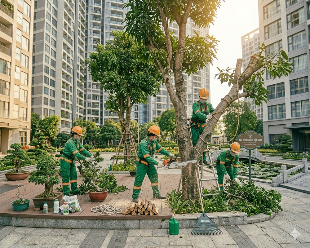 Chặt cây công viên, chung cư