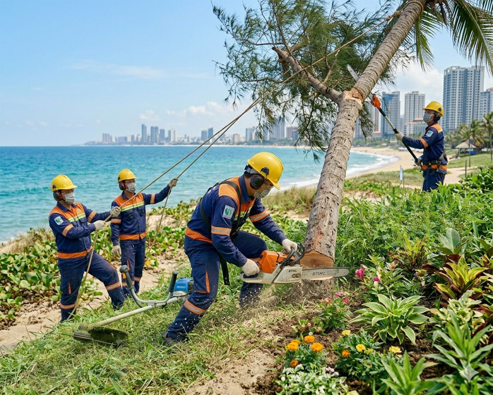 Chặt cây dọc bờ biển