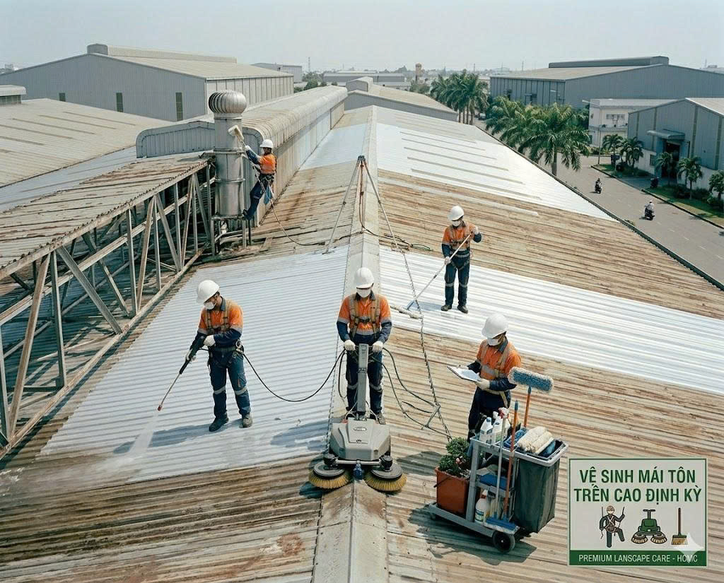 Vệ sinh mái tôn nhà xưởng, nhà máy